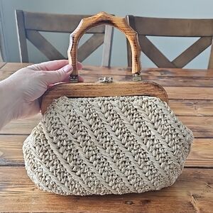 Gaymode Braided Vintage Purse- In Great Condition! Made In Japan. Wooden Handle